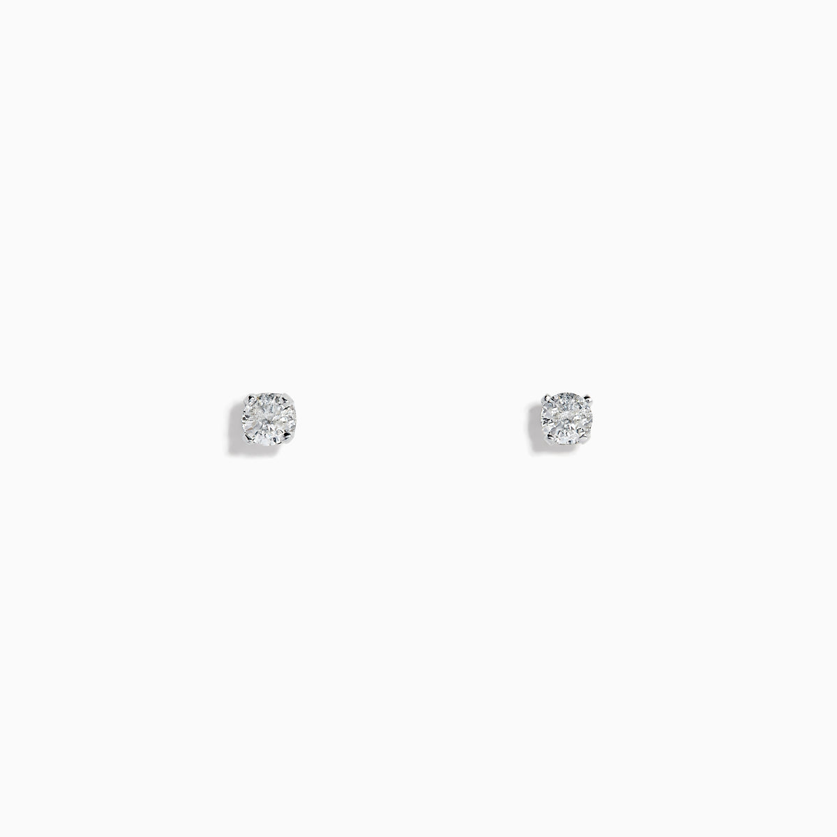 The 14K White Gold Diamond Solitaire Stud Earrings 0.25 TCW feature small, round diamonds in prong settings, shown on a plain white background.