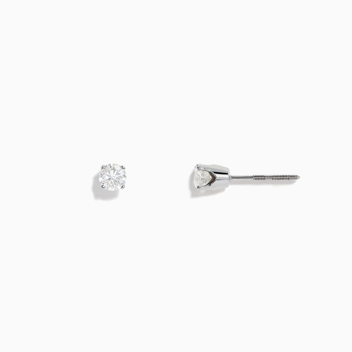 The 14K White Gold Diamond Solitaire Stud Earrings, 0.50 TCW, are shown against a plain white background.