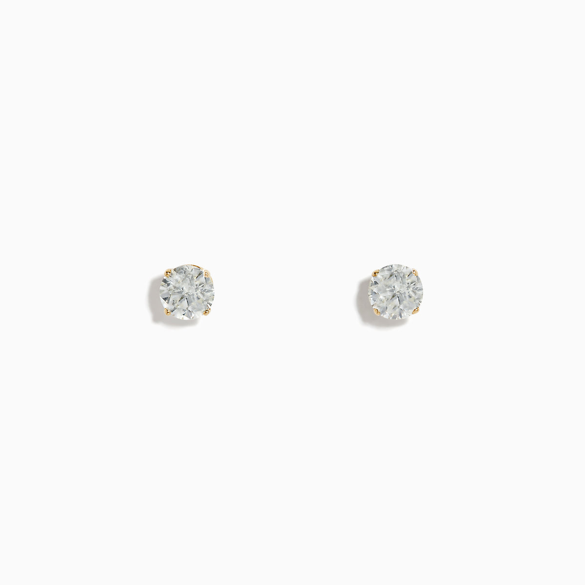 The 14K Yellow Gold Diamond Solitaire Stud Earrings 1.00 TCW feature round, clear diamonds set in yellow gold, shown against a plain white background.