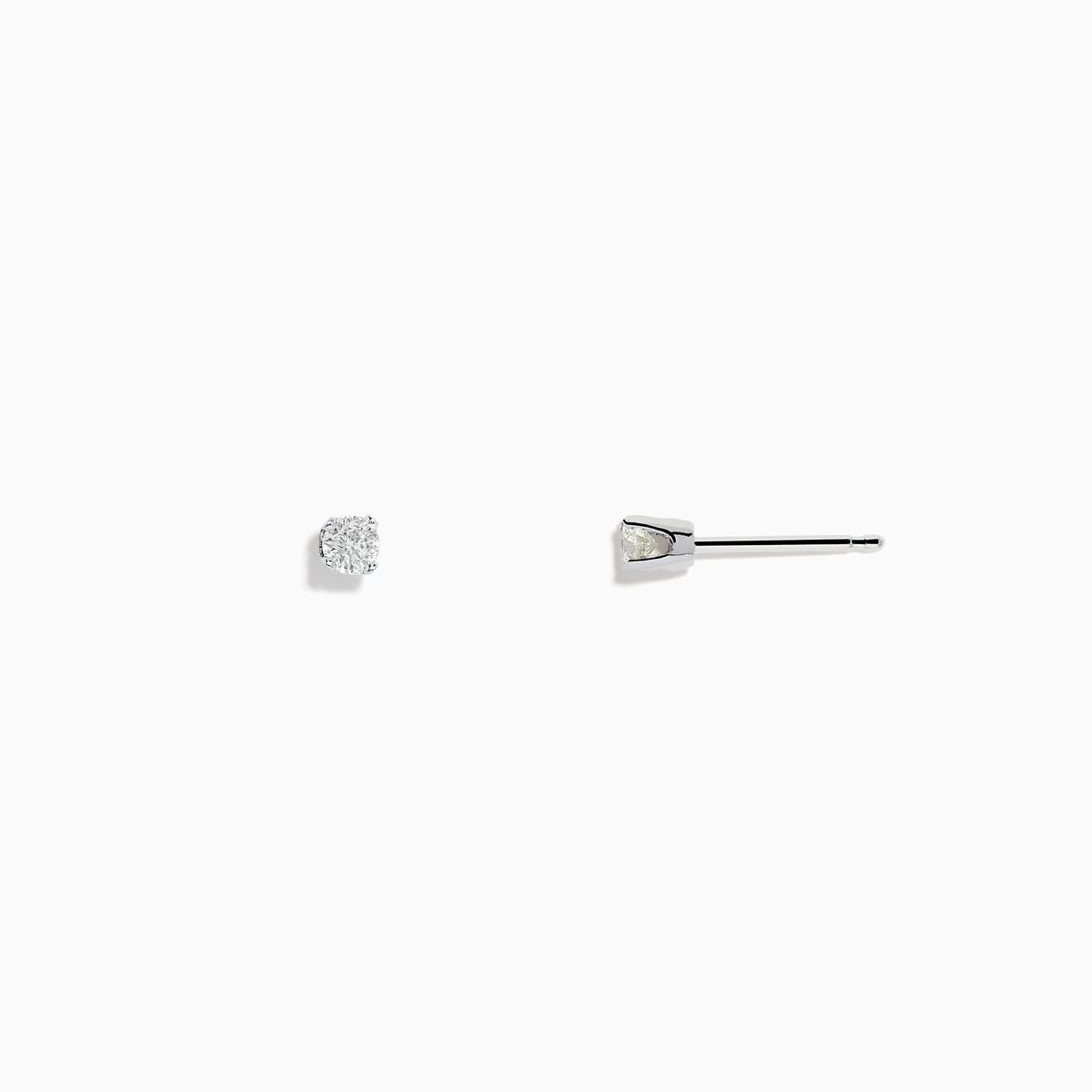 A pair of 14K White Gold Diamond Solitaire Stud Earrings, 0.15 TCW, are displayed on a plain white background.