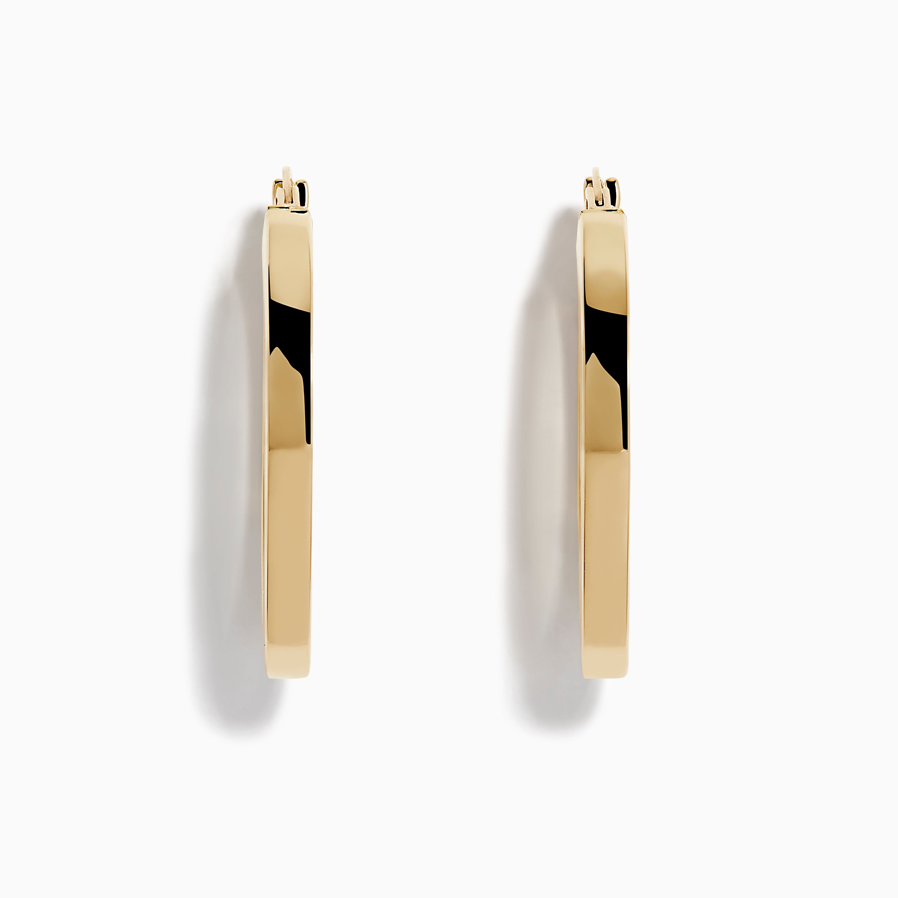14K Yellow Gold Square Tube Oval Hoop Earrings