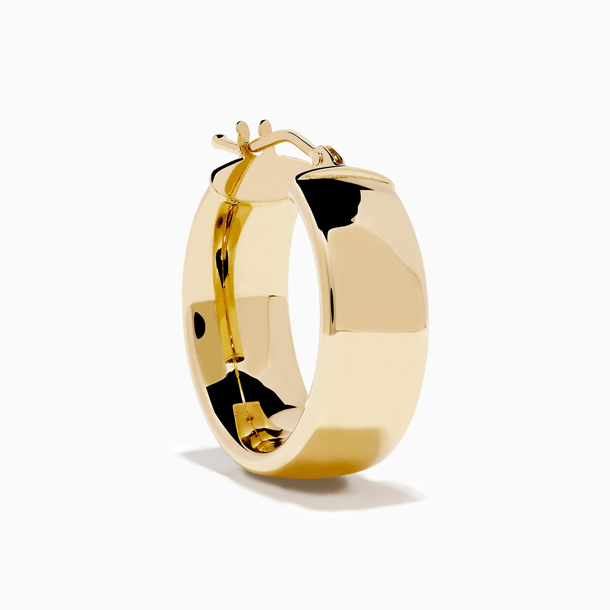 The 14K Yellow Gold Tube Hoop Earrings feature a rectangular shape and smooth, polished finish, shown against a white background.