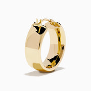 The 14K Yellow Gold Tube Hoop Earrings feature a rectangular shape and smooth, polished finish, shown against a white background.