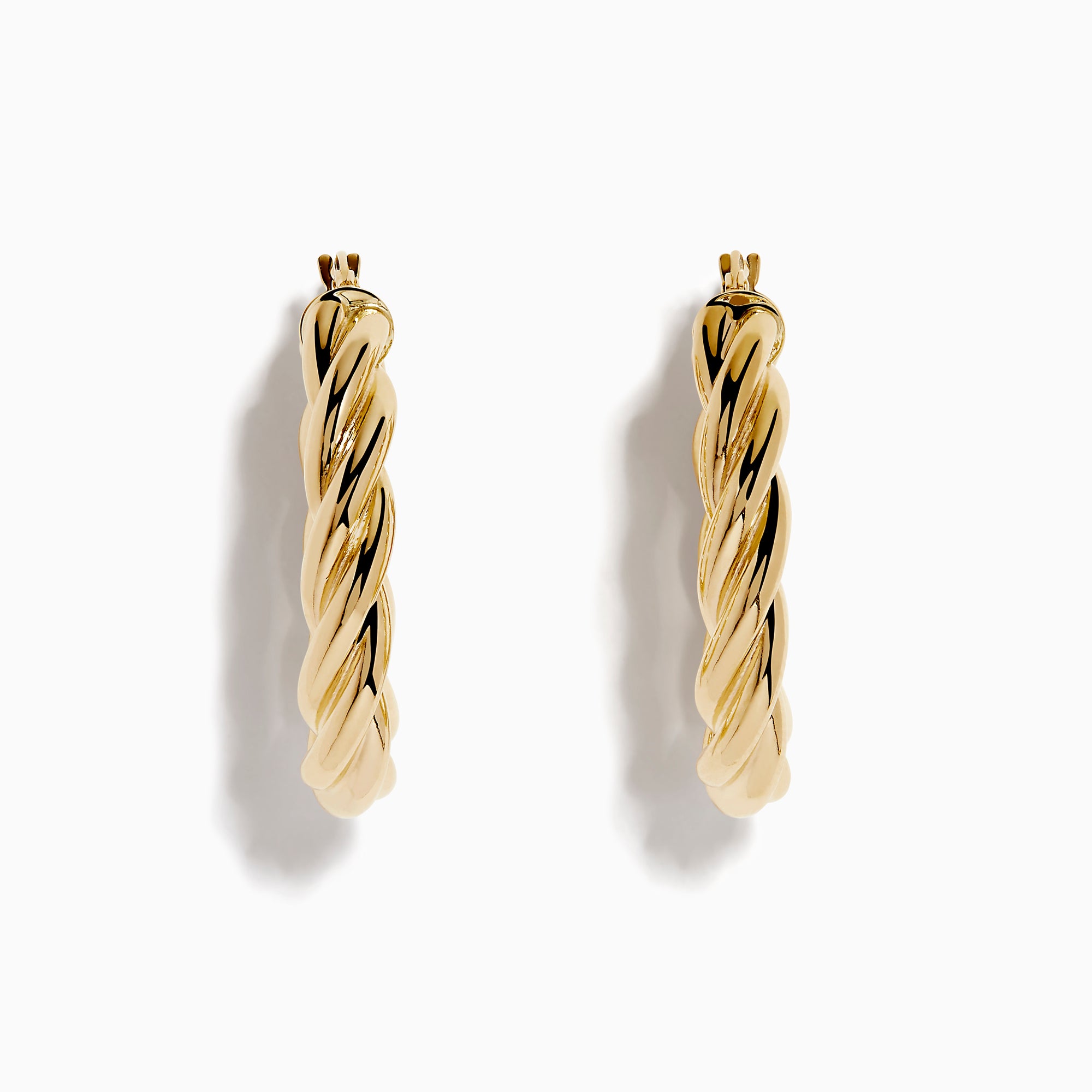 A pair of 14K Yellow Gold Twist Tube Oblong Earrings displayed on a plain white background.