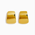 The 14K Yellow Gold Drop Rectangle Earrings feature a polished finish and rounded edges, shown on a white background.