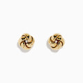 The 14K Yellow Gold Love Knot Stud Earrings are shown on a plain white background, highlighting their shiny finish.