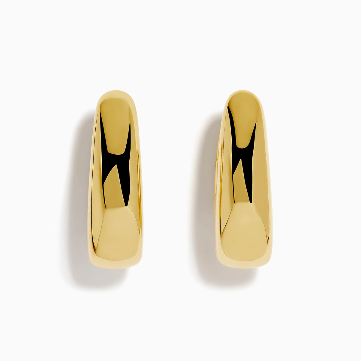 The 14 Karat Yellow Gold Chunky Oval Hoop Earrings feature a shiny finish and smooth, rounded edges, shown against a white background.