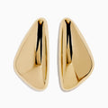 A pair of 14K Yellow Gold Triangle Stud Earrings with smooth, reflective surfaces, displayed on a white background.