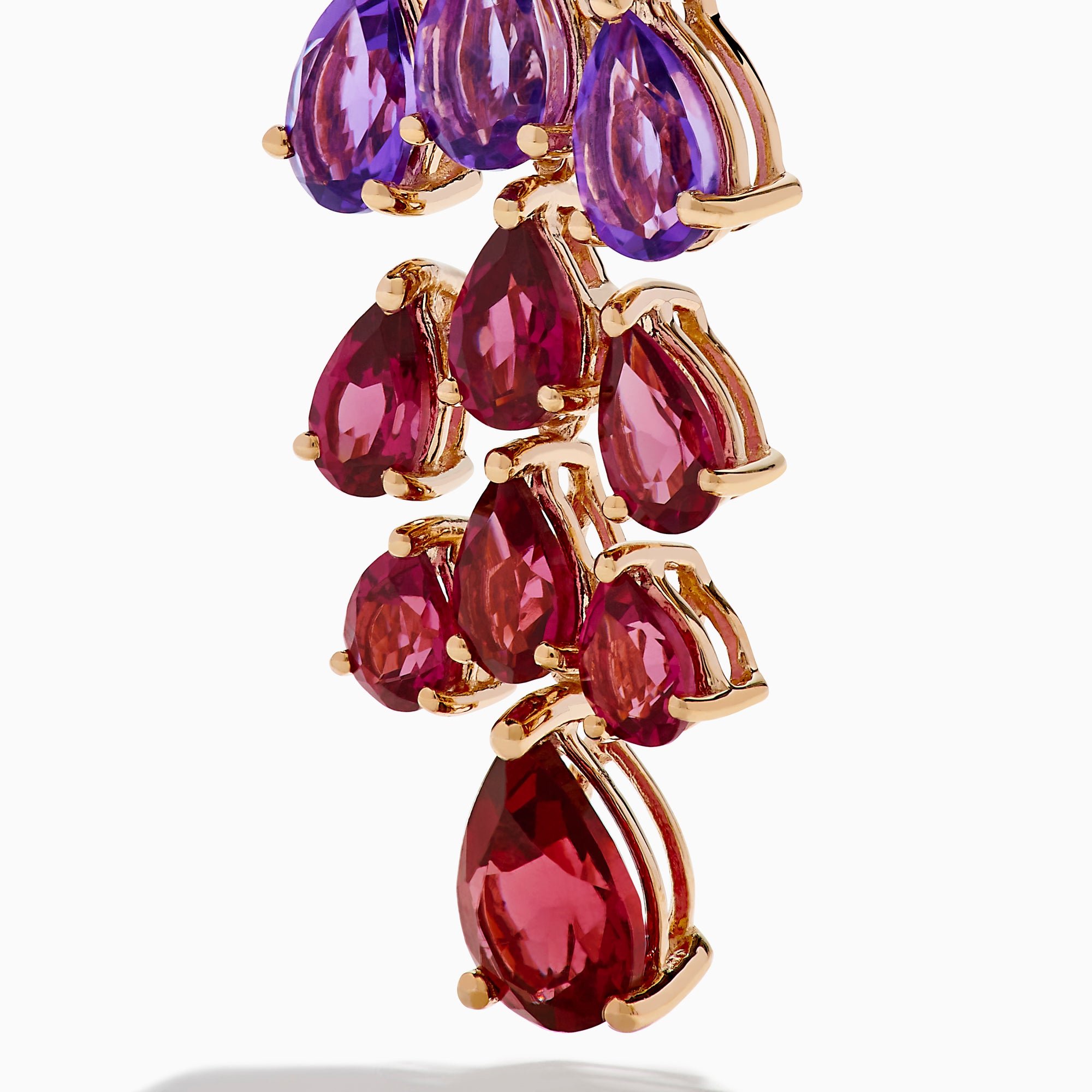 14K Rose Gold Multi Gemstone and Diamond Ombré Chandelier Earrings