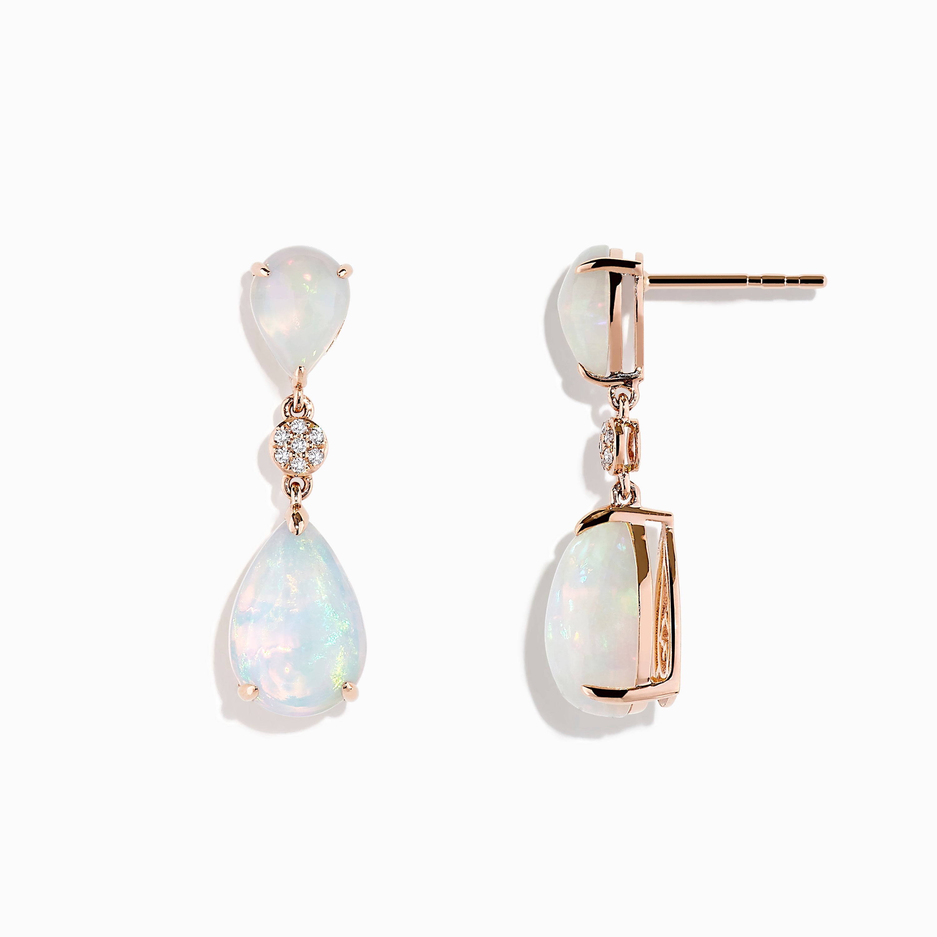 4Ct Oval Cut Fire Opal & Diamond Drop & Dangle Earrings 14k 4Ct Oval Cut Fire Opal & Diamond Drop & Dangle Earrings 14k