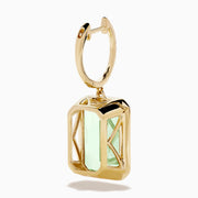 14K Yellow Gold Green Amethyst and Diamond Emerald-Cut Drop Earrings