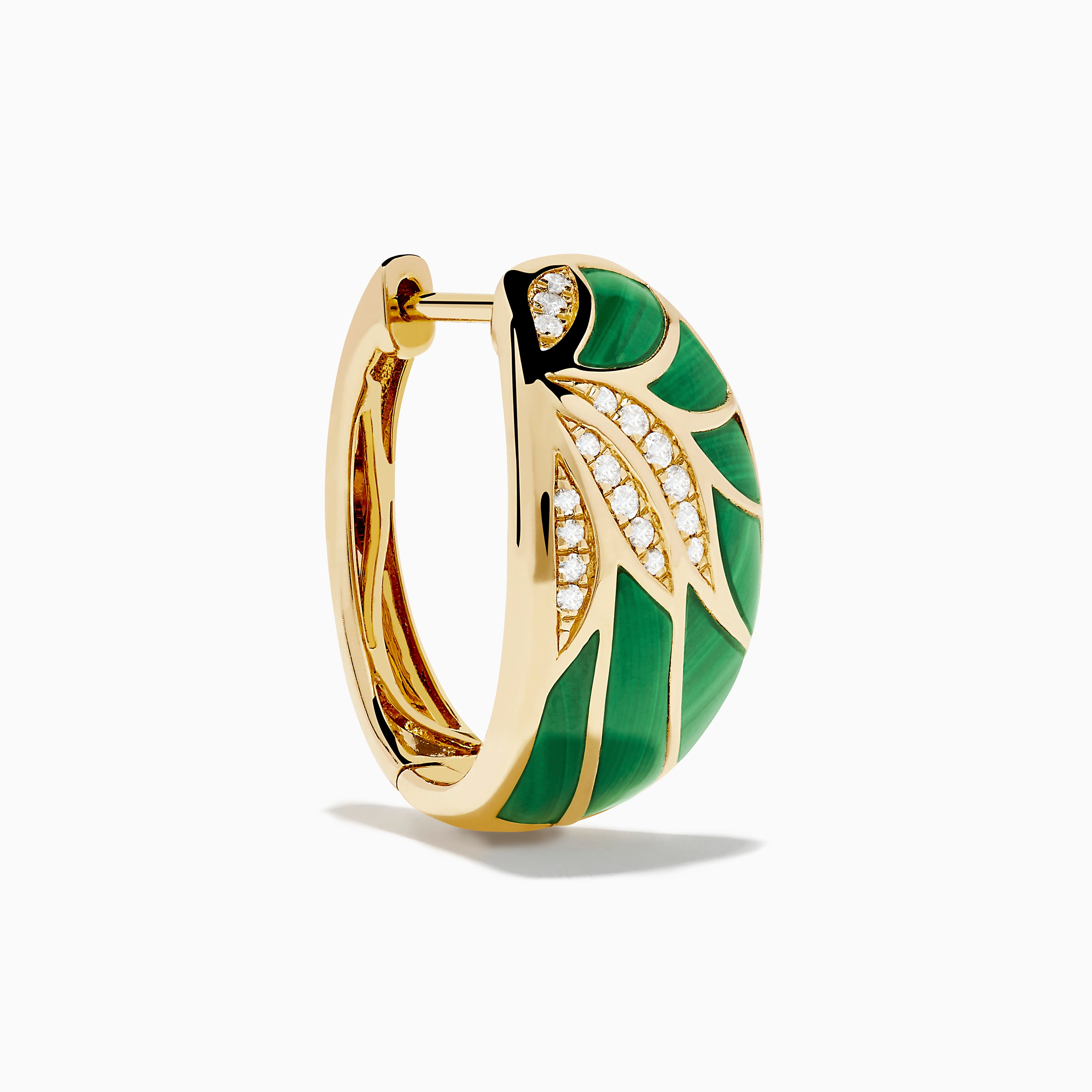 14K Yellow Gold Malachite and Diamond Inlay Hoops – effyjewelry.com