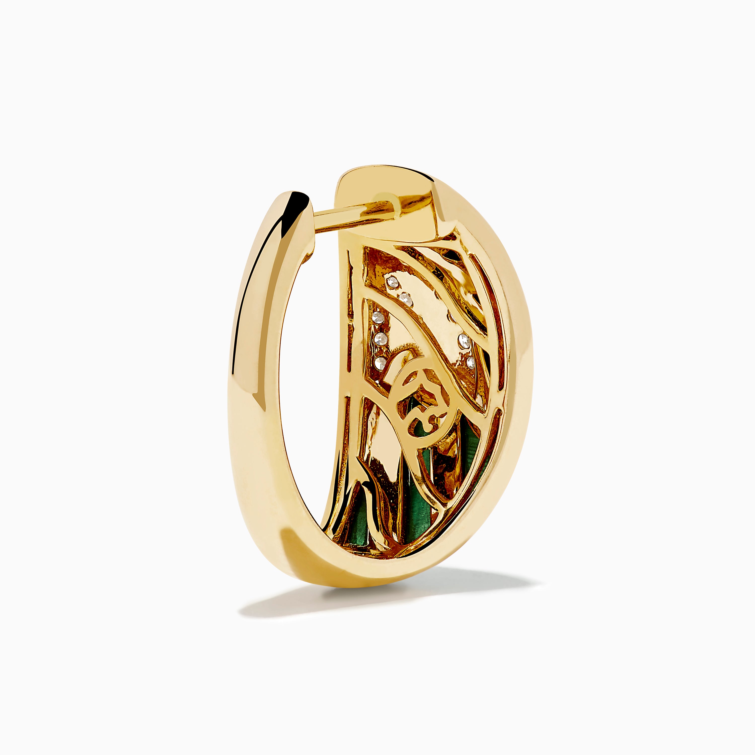 14K Yellow Gold Malachite and Diamond Inlay Hoops – effyjewelry.com
