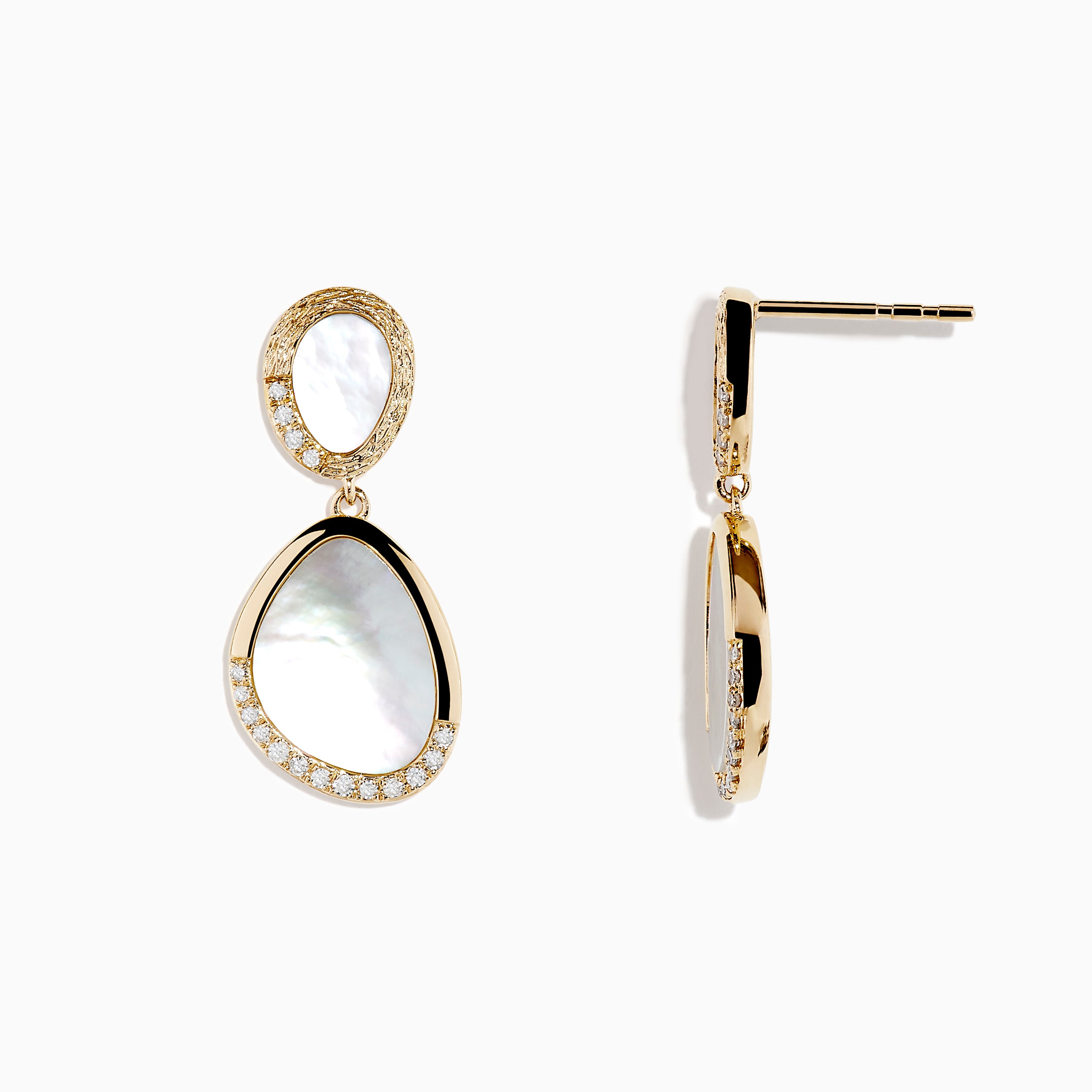 Effy 14K Yellow Gold Mother of Pearl and Diamond Drop Earrings