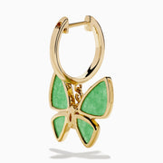 14K Yellow Gold Jade and Diamond Butterfly Earrings
