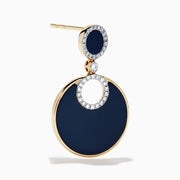 14K Yellow Gold Onyx and Diamond Circular Drop Earrings