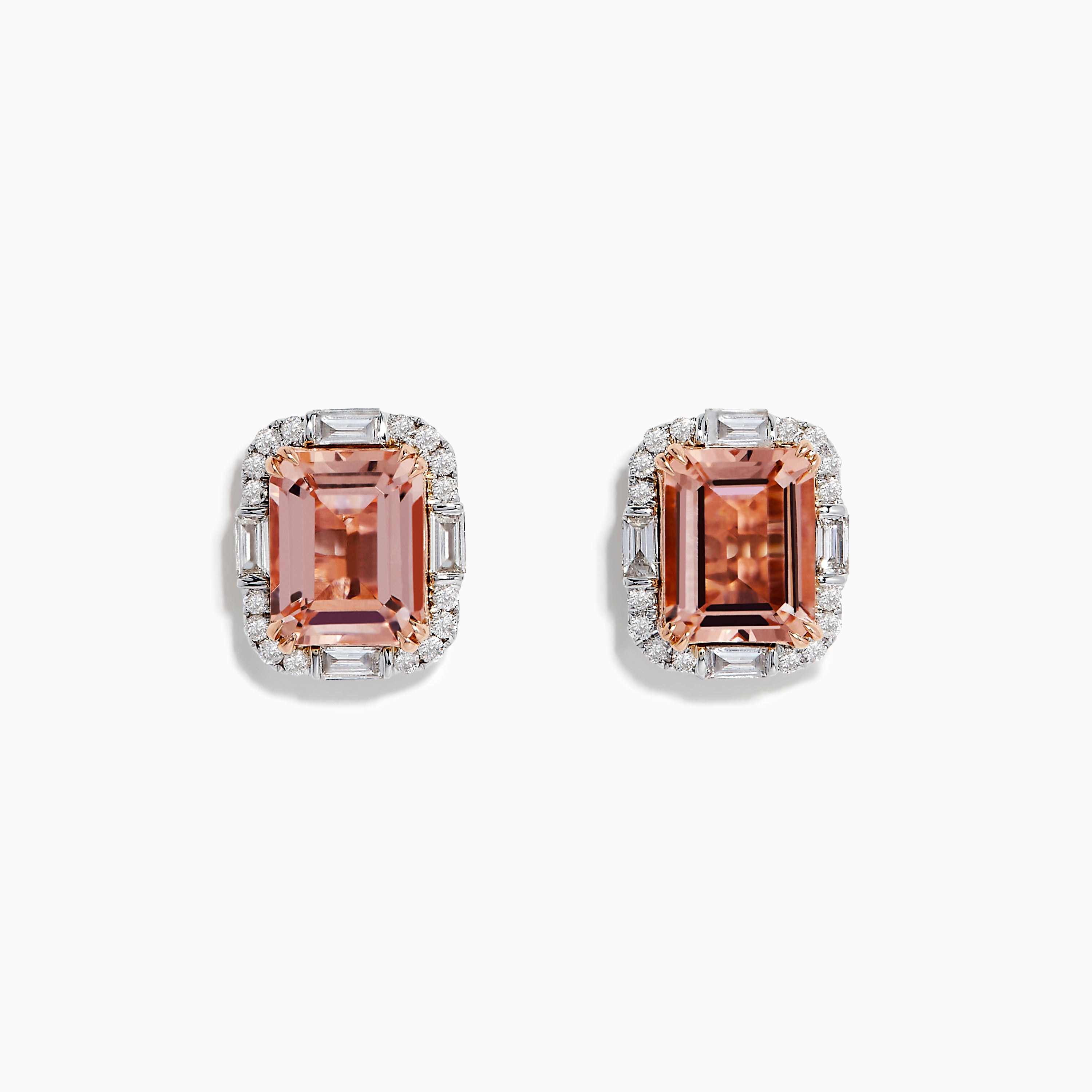 Effy Blush 14K Two-Tone Gold Morganite and Diamond Stud Earrings