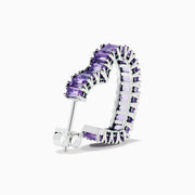Sterling Silver Amethyst and Pink Amethyst Baguette Heart Earrings