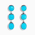Add a modern touch to your jewelry with these 925 Sterling Silver Turquoise Drop Earrings, featuring three vibrant turquoise stones—round, square, and oval—set vertically in minimalist bezels.