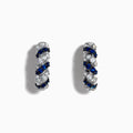 925 Sterling Silver Blue and White Sapphire Earrings featuring alternating diagonal bands of blue and clear stones, similar to blue sapphire earrings, shown against a plain white background.