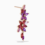 14K Rose Gold Amethyst, Rhodolite and Diamond Floral Cascade Drop Earrings