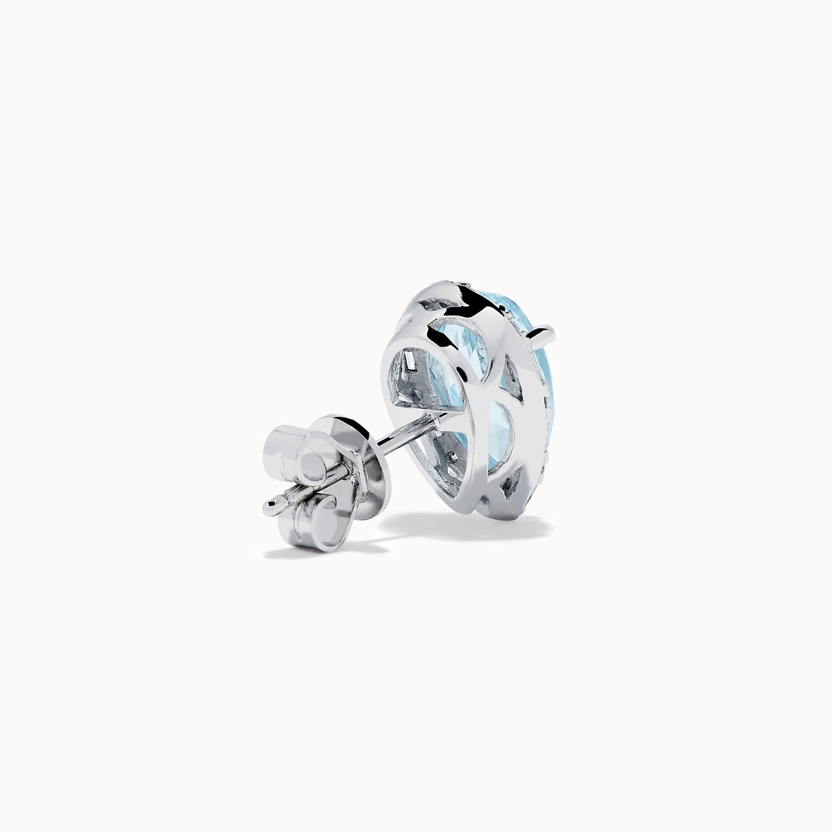 14K White Gold Aquamarine and Diamond Pear Halo Stud Earrings