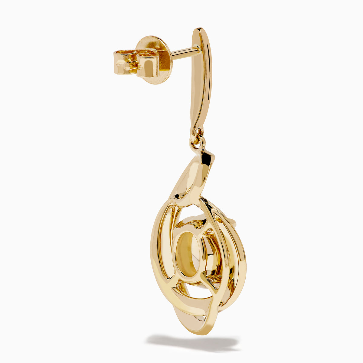 Introducing the Aurora 14K Yellow Gold Opal and Diamond Earrings, featuring oval opals encircled by sparkling diamonds and finished with a graceful swirl design.