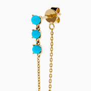 14K Yellow Gold Cabochon Turquoise Drop Chain Earrings
