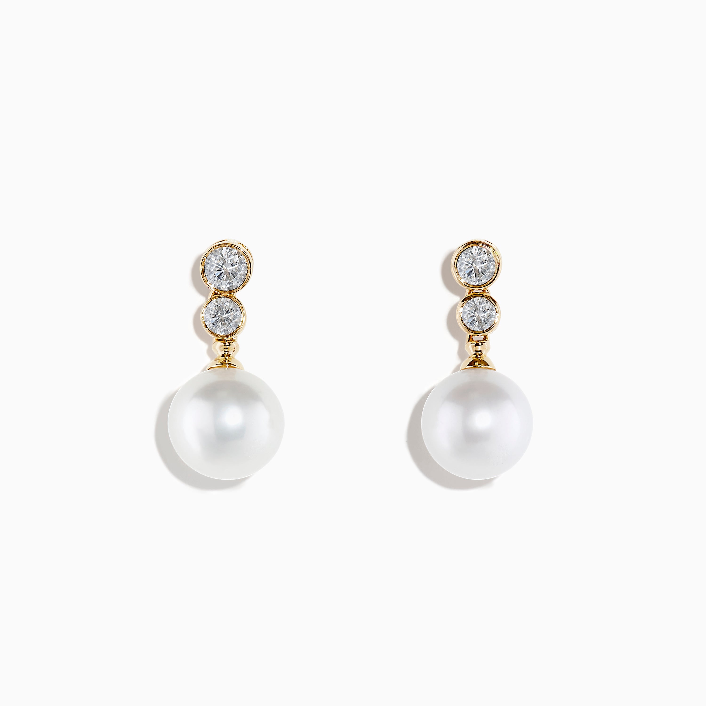 18k White Gold, South Sea Black Pearl & Diamond Dangle Earrings