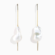 14K Yellow Gold Freshwater Pearl Baroque Threader Earrings