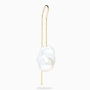 14K Yellow Gold Freshwater Pearl Baroque Threader Earrings