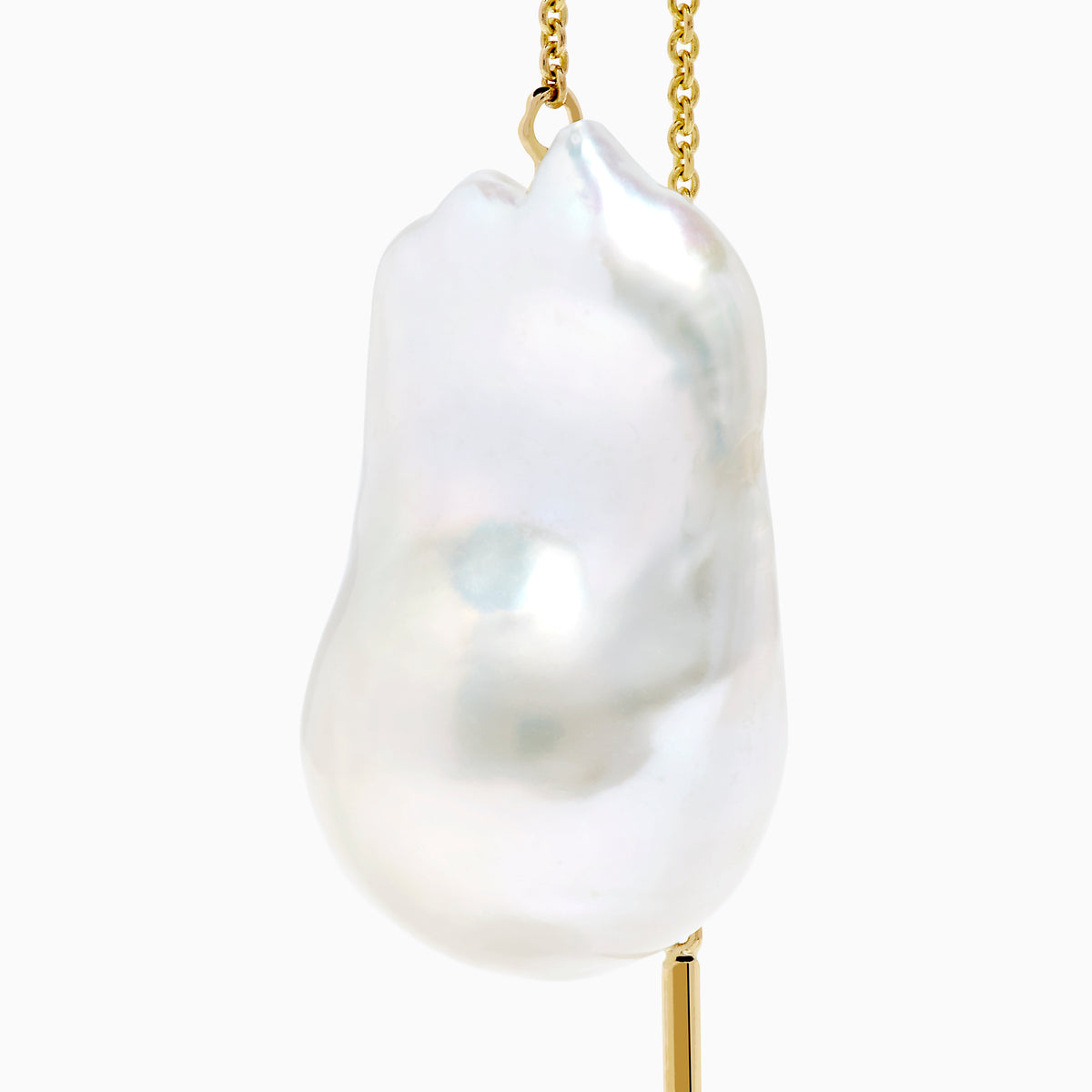 14K Yellow Gold Freshwater Pearl Baroque Threader Earrings