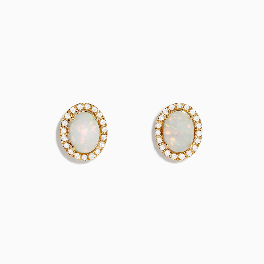 Effy Aurora 14K Yellow Gold Opal and Diamond Stud Earrings