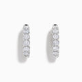 A pair of Lab Grown Round Diamond 2.50ct Inside Out Hoop Earrings in 14K white gold, displayed upright on a plain white background.