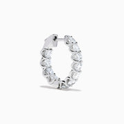 A pair of Lab Grown Round Diamond 2.50ct Inside Out Hoop Earrings in 14K white gold, displayed upright on a plain white background.