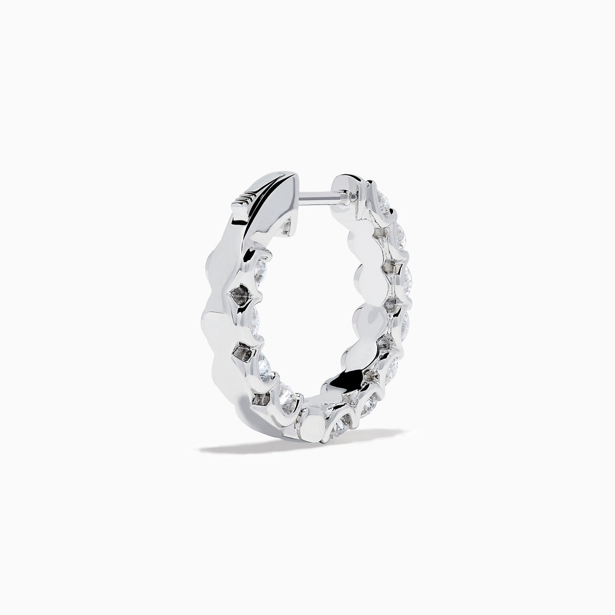 A pair of Lab Grown Round Diamond 2.50ct Inside Out Hoop Earrings in 14K white gold, displayed upright on a plain white background.