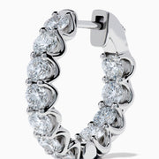 A pair of Lab Grown Round Diamond 2.50ct Inside Out Hoop Earrings in 14K white gold, displayed upright on a plain white background.