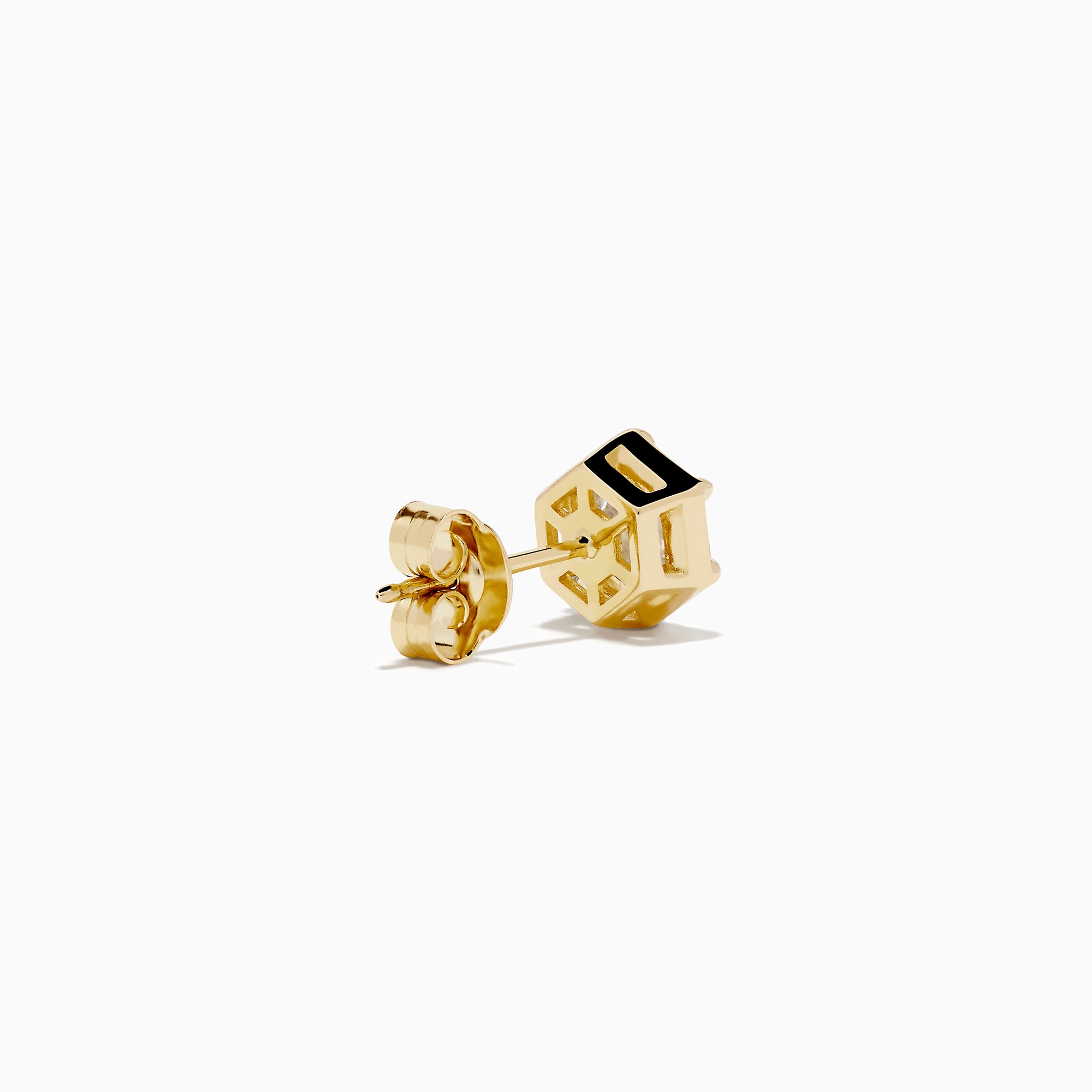 Lab Grown Diamond 2.00ct Hexagon Stud Earrings in 14K Yellow Gold, displayed against a plain white background.