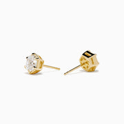 Lab Grown Diamond 2.00ct Hexagon Stud Earrings in 14K Yellow Gold, displayed against a plain white background.