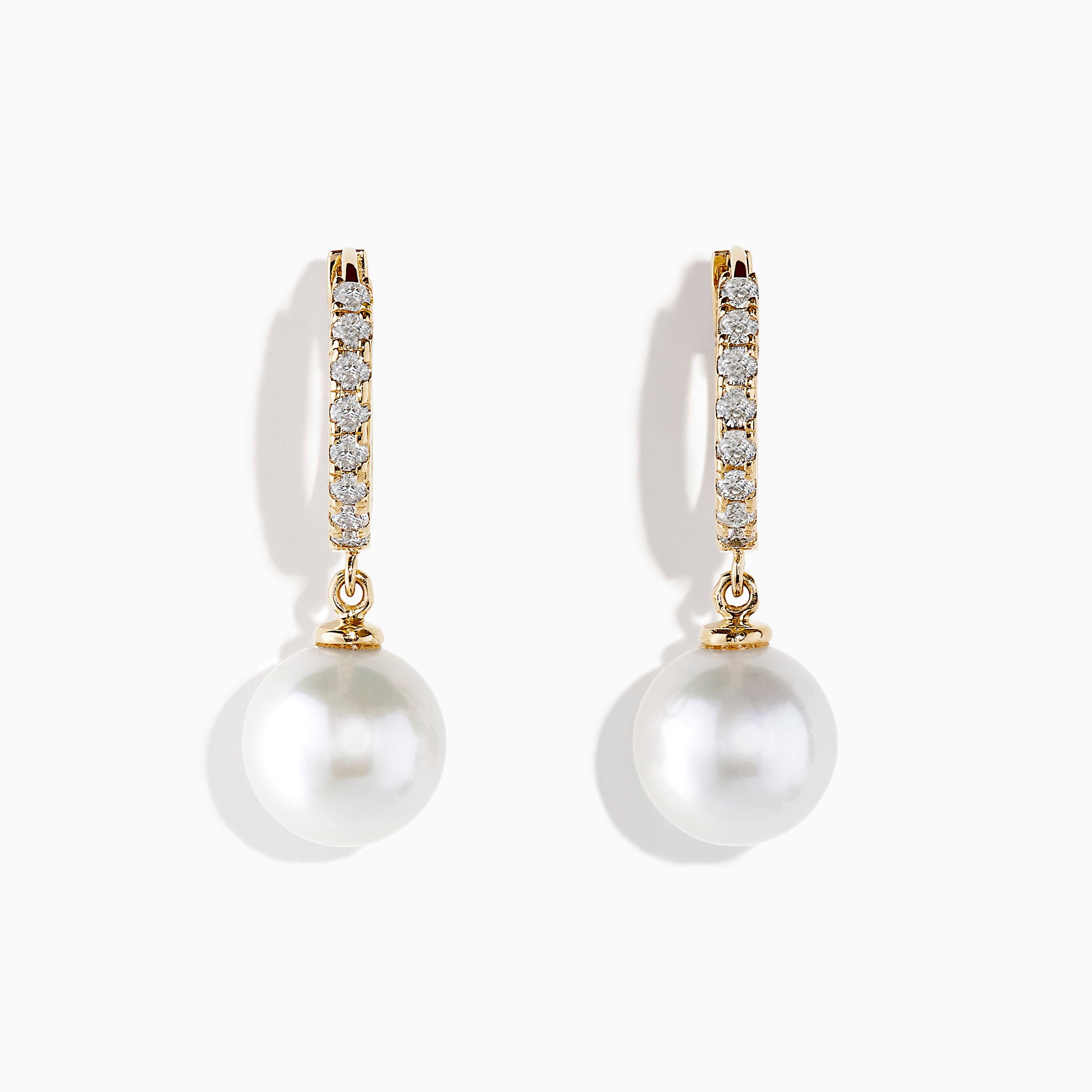 Effy Pearl 14K Yellow Gold Fresh Water Pearl and Diamond Drop Earrings