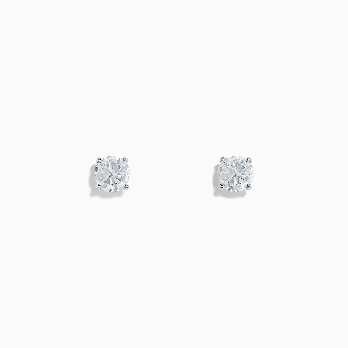 14 Karat White Gold Diamond Stud Earrings with 1.00TCW round diamonds are shown on a plain white background.