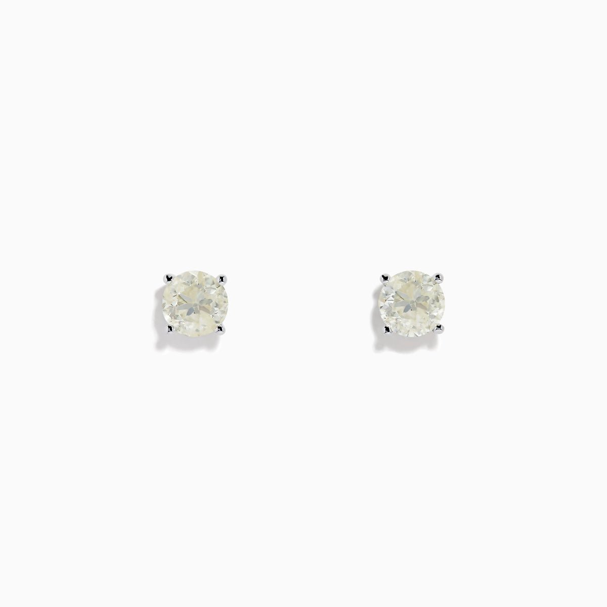The 14 Karat White Gold Diamond Stud Earrings feature 1.50TCW round diamonds in classic prong settings, shown on a plain white background.