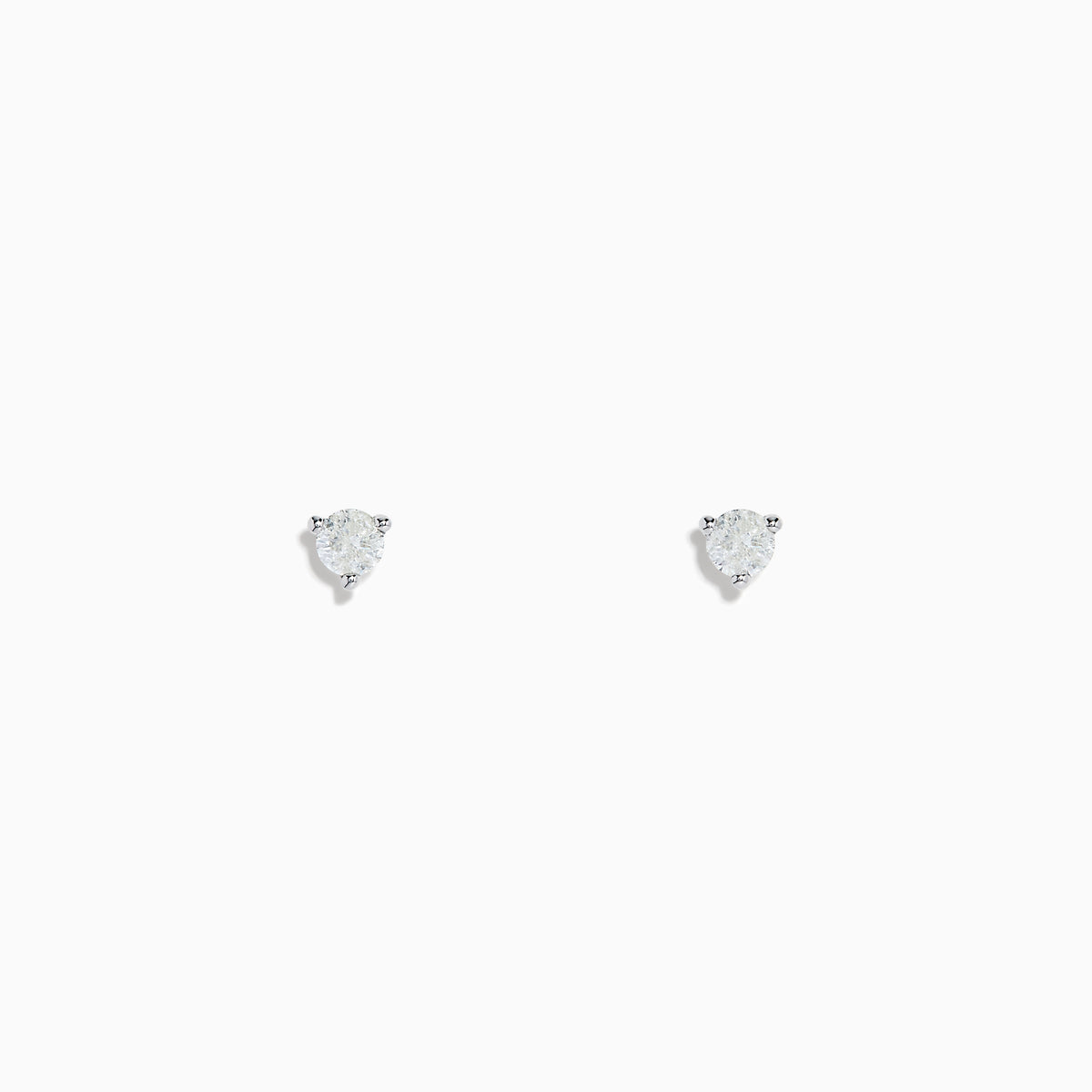 A pair of 14 karat white gold stud earrings featuring 0.20TCW round diamonds, displayed against a plain white background.