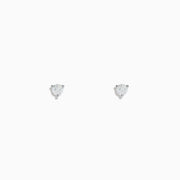 A pair of 14 karat white gold stud earrings featuring 0.20TCW round diamonds, displayed against a plain white background.