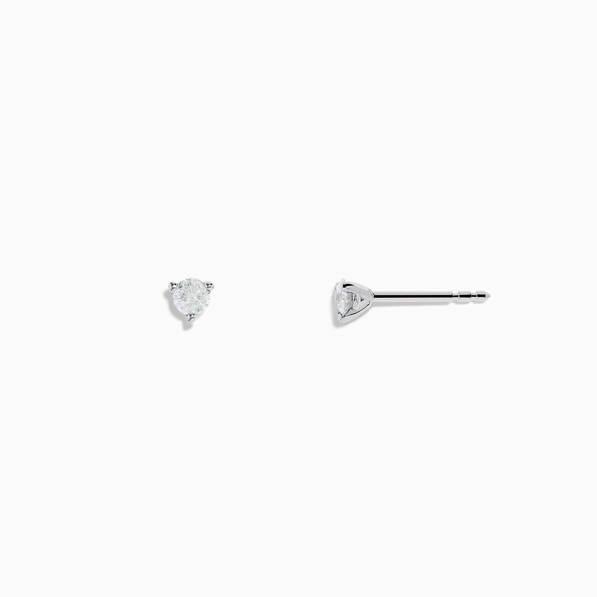 A pair of 14 karat white gold stud earrings featuring 0.20TCW round diamonds, displayed against a plain white background.