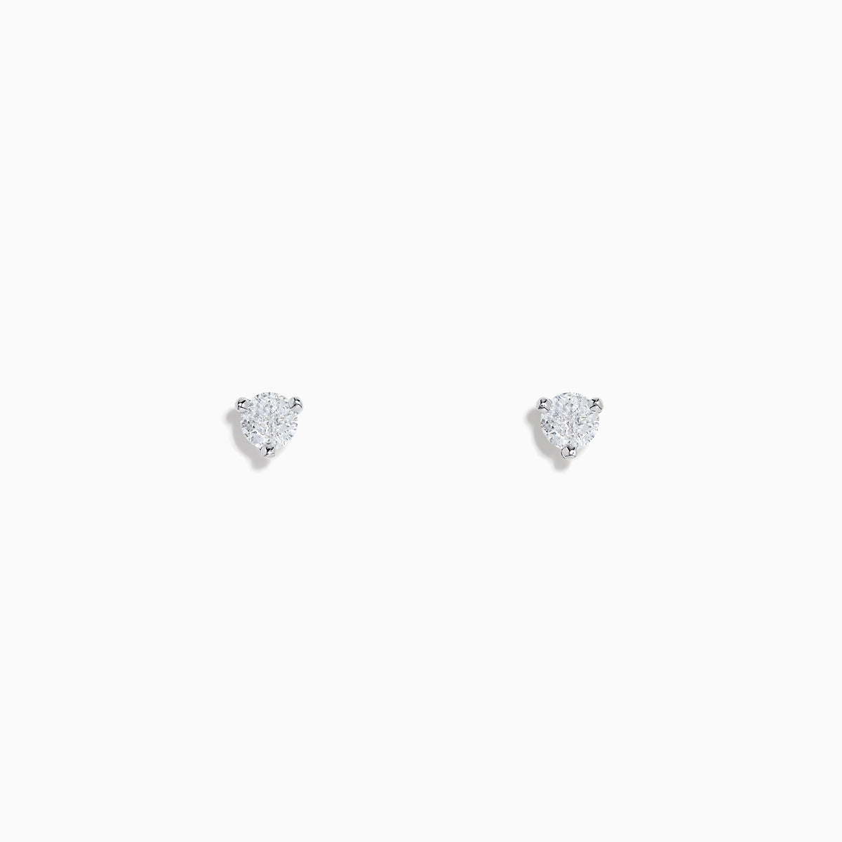 A pair of 14 karat white gold stud earrings featuring 0.33TCW round diamonds, shown in a minimalist prong setting against a plain white background.