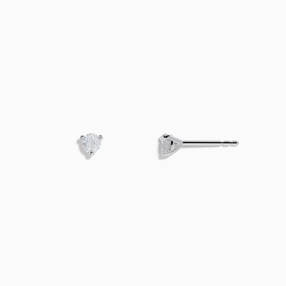 A pair of 14 karat white gold stud earrings featuring 0.33TCW round diamonds, shown in a minimalist prong setting against a plain white background.