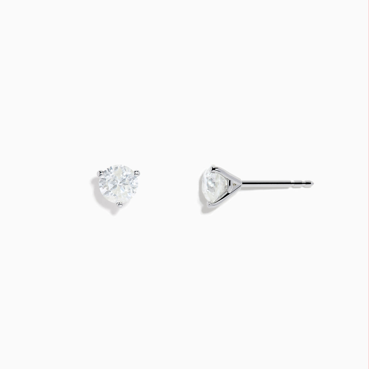 A pair of 14 Karat white gold diamond stud earrings featuring 1.25TCW round diamonds, displayed on a plain white background.