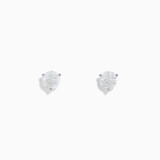 14 Karat White Gold Diamond Stud Earrings with 1.50TCW round diamonds in four-prong settings are shown on a white background.