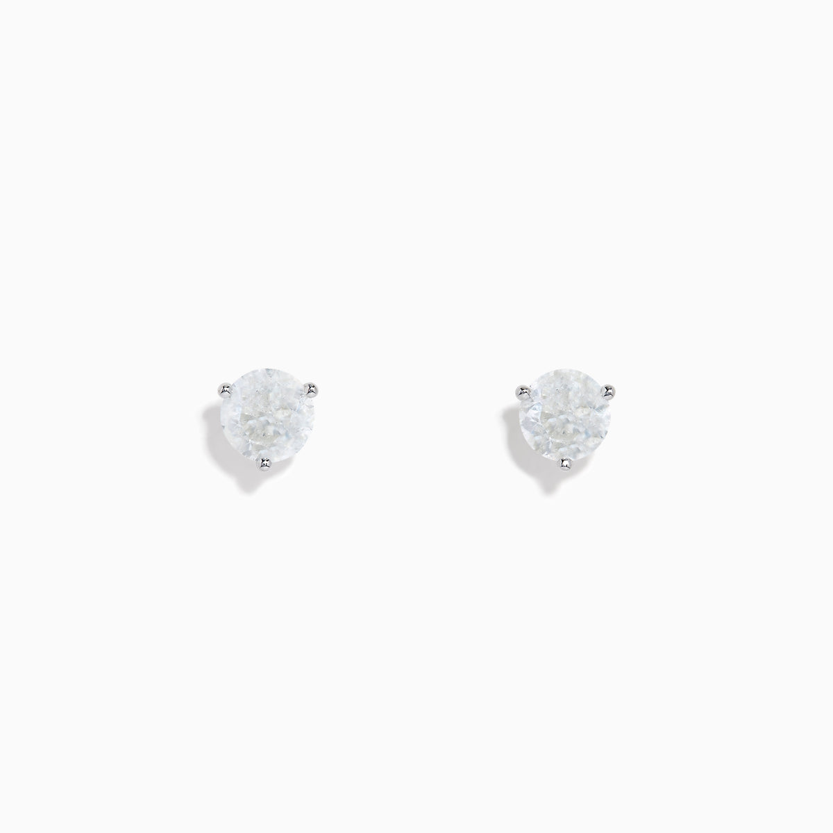 14 Karat White Gold Diamond Stud Earrings with 1.50TCW round diamonds in four-prong settings are shown on a white background.